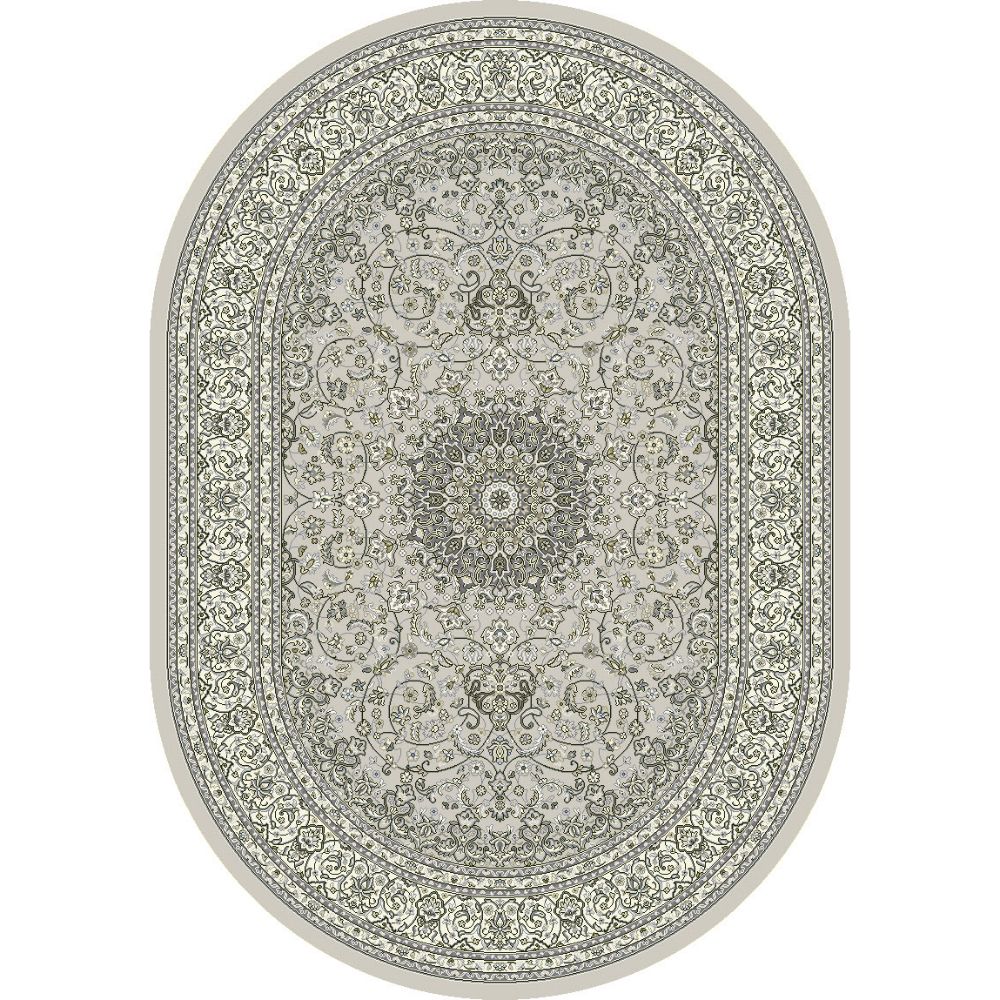 Dynamic Rugs 57119-9666 Ancient Garden 6.7 Ft. X 9.6 Ft. Oval Rug in Soft Grey/Cream